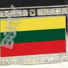 LITHUANIA Lithuanian FLAG BLING DARK CZ -FREE BELT- BUCKLE