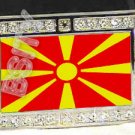 MACEDONIA Macedonian FLAG BLING ICED OUT CZ -FREE BELT- BUCKLE