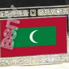 MALDIVES Maldivian FLAG BLING ICED OUT CZ -FREE BELT- BUCKLE