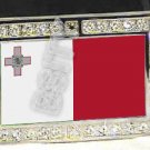MALTA MALTESE FLAG BLING ICED OUT CZ -FREE BELT- BUCKLE