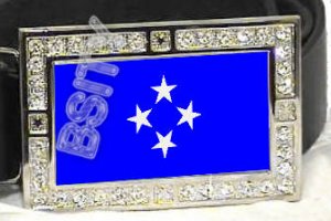 MICRONESIA MICRONESIAN FLAG BLING ICED OUT CZ -FREE BELT- BUCKLE