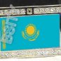 Kazakhstan Kazakstan FLAG BLING DARK CZ -FREE BELT- BUCKLE