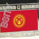Kyrgyzstan Kyrgyz FLAG BLING DARK CZ -FREE BELT- BUCKLE