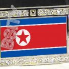 NORTH KOREA KOREAN FLAG BLING DARK CZ -FREE BELT- BUCKLE