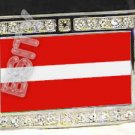 LATVIA Latvian FLAG BLING DARK CZ -FREE BELT- BUCKLE