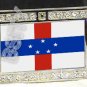 NETHERLANDS ANTILLE FLAG BLING ICED OUT CZ -FREE BELT- BUCKLE