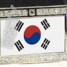 SOUTH KOREA KOREAN FLAG BLING DARK CZ -FREE BELT- BUCKLE