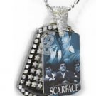  Iced OUT CZ SCARFACE BLUE Dog Tag BLING CHARM PENDANT