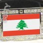 LEBANON Lebanese Republic FLAG BLING DARK CZ -FREE BELT- BUCKLE