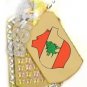 LEBANON Lebanese FLAG COAT OF ARMS GOLD TONE Iced Out CZ BLING Dog Tag