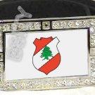 LEBANON Lebanese COAT OF ARMS FLAG BLING DARK CZ -FREE BELT- BUCKLE