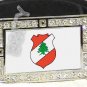 LEBANON Lebanese COAT OF ARMS FLAG BLING DARK CZ -FREE BELT- BUCKLE