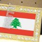 LEBANON Lebanese Republic FLAG GOLD BLING ICED OUT CZ BELT BUCKLE