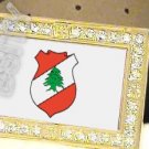 LEBANON Lebanese Republic COAT OF ARMS FLAG GOLD BLING ICED OUT CZ BELT BUCKLE