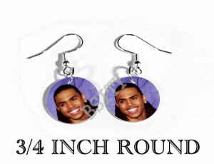 CHRIS BROWN PHOTO FISH HOOK CHARM Earrings