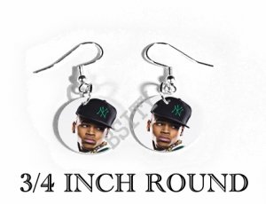 CHRIS BROWN PHOTO FISH HOOK CHARM Earrings #2