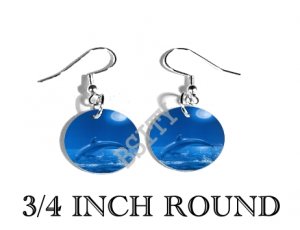 DOLPHIN MOONLIGHT OCEAN PHOTO FISH HOOK CHARM Earrings