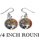 GRAY WOLF PHOTO FISH HOOK CHARM Earrings