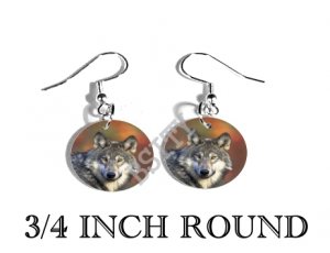 GRAY WOLF PHOTO FISH HOOK CHARM Earrings