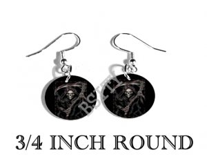 GRIM REAPER EVIL SICKLE PHOTO FISH HOOK CHARM Earrings