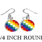 AYMARA Wiphala S. AMERICA Flag FISH HOOK CHARM Earrings