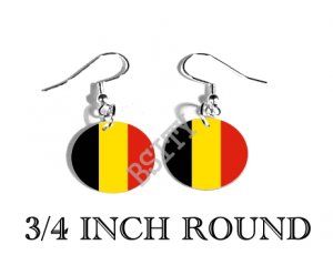 BELGIUM BELGIAN Flag FISH HOOK CHARM Earrings