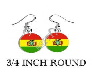 BOLIVIA BOLIVIAN Flag FISH HOOK CHARM Earrings