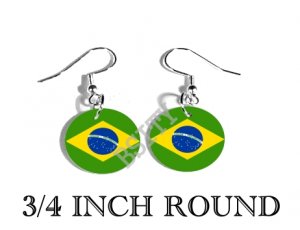 BRAZIL BRAZILIAN Flag FISH HOOK CHARM Earrings