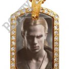 Iced Out CZ Gold TWILIGHT JAMES Photo Dog Tag BLING CHARM