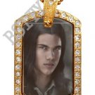 Iced Out CZ Gold TWILIGHT JACOB BLACK Photo Dog Tag BLING CHARM