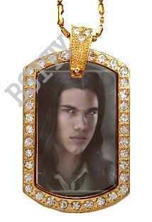 Iced Out CZ Gold TWILIGHT JACOB BLACK Photo Dog Tag BLING CHARM