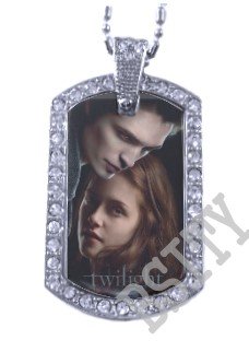 Iced OUT CZ TWILIGHT EDWARD BELLA PHOTO Dog Tag BLING CHARM PENDANT
