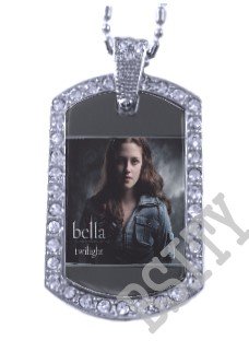 Iced OUT CZ TWILIGHT BELLA SWAN PHOTO Dog Tag BLING CHARM PENDANT