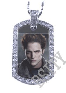 Iced OUT CZ TWILIGHT EDWARD PHOTO Dog Tag BLING CHARM PENDANT