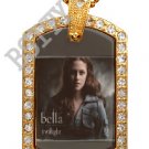 Iced Out CZ Gold TWILIGHT BELLA SWAN Photo Dog Tag BLING CHARM