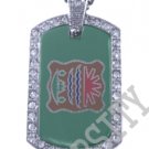 ABENAKI NATIVE INDIAN FLAG Iced Out CZ BLING Dog Tag