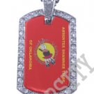 ABSENTEE SHAWNEE OK INDIAN FLAG Iced Out CZ BLING Dog Tag