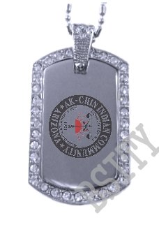 AK-CHIN INDIAN FLAG Iced Out CZ BLING Dog Tag