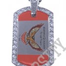 ALABAMA QUASSARTE INDIAN FLAG Iced Out CZ BLING Dog Tag
