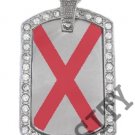 ALABAMA STATE FLAG PENDANT Iced Out CZ BLING Charm Dog Tag
