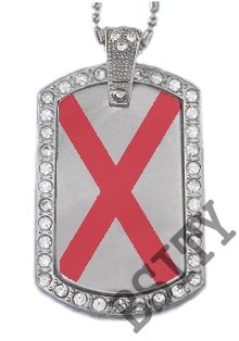ALABAMA STATE FLAG PENDANT Iced Out CZ BLING Charm Dog Tag