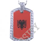 ALBANIA ALBANIAN FLAG Iced Out CZ BLING Charm Dog Tag