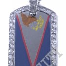 AMERICAN SAMOA FLAG Iced Out CZ BLING Charm Dog Tag