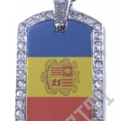 ANDORRA ANDORRAN FLAG Iced Out CZ BLING Charm Dog Tag