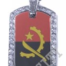 ANGOLA ANGOLAN FLAG Iced Out CZ BLING Charm Dog Tag