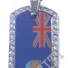 ANGUILLA INDIES FLAG Iced Out CZ BLING Charm Dog Tag