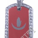 ANJOUAN FLAG Iced Out CZ BLING Charm Dog Tag
