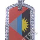 ANTIGUA FLAG Iced Out CZ BLING Charm Dog Tag