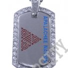 APALACHEE NATION INDIAN FLAG Iced Out CZ BLING Dog Tag