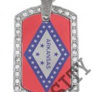 ARKANSAS AR STATE FLAG PENDANT Iced Out CZ BLING Charm Dog Tag
